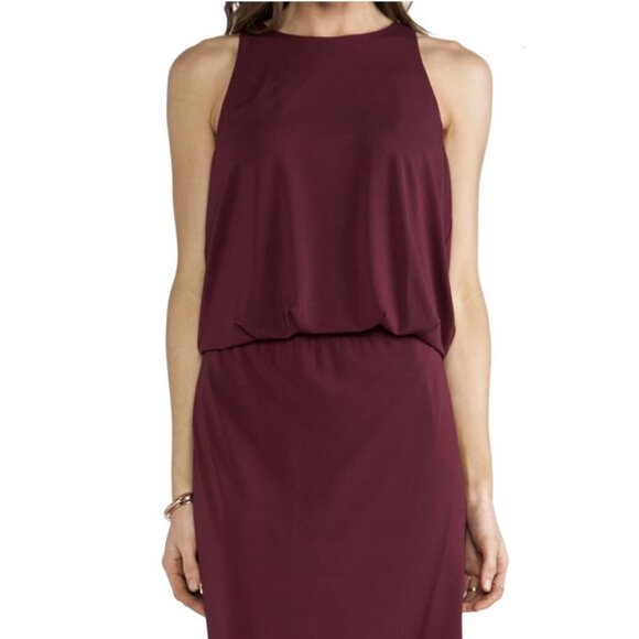 Elizabeth and James Dark Red Asymmetric Rowan Keyhole Back Midi Dress Size XS - Picture 5 of 17